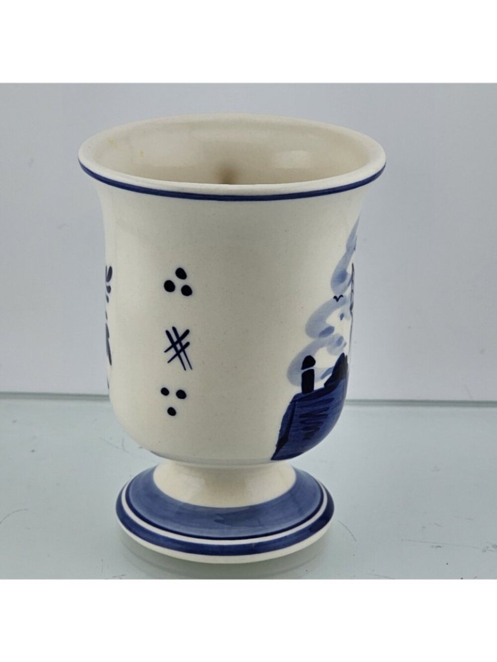 Delft Blue Pottery Mug Handpainted Windmill DAIC Holland Pedestal handle cup - Picture 9 of 12